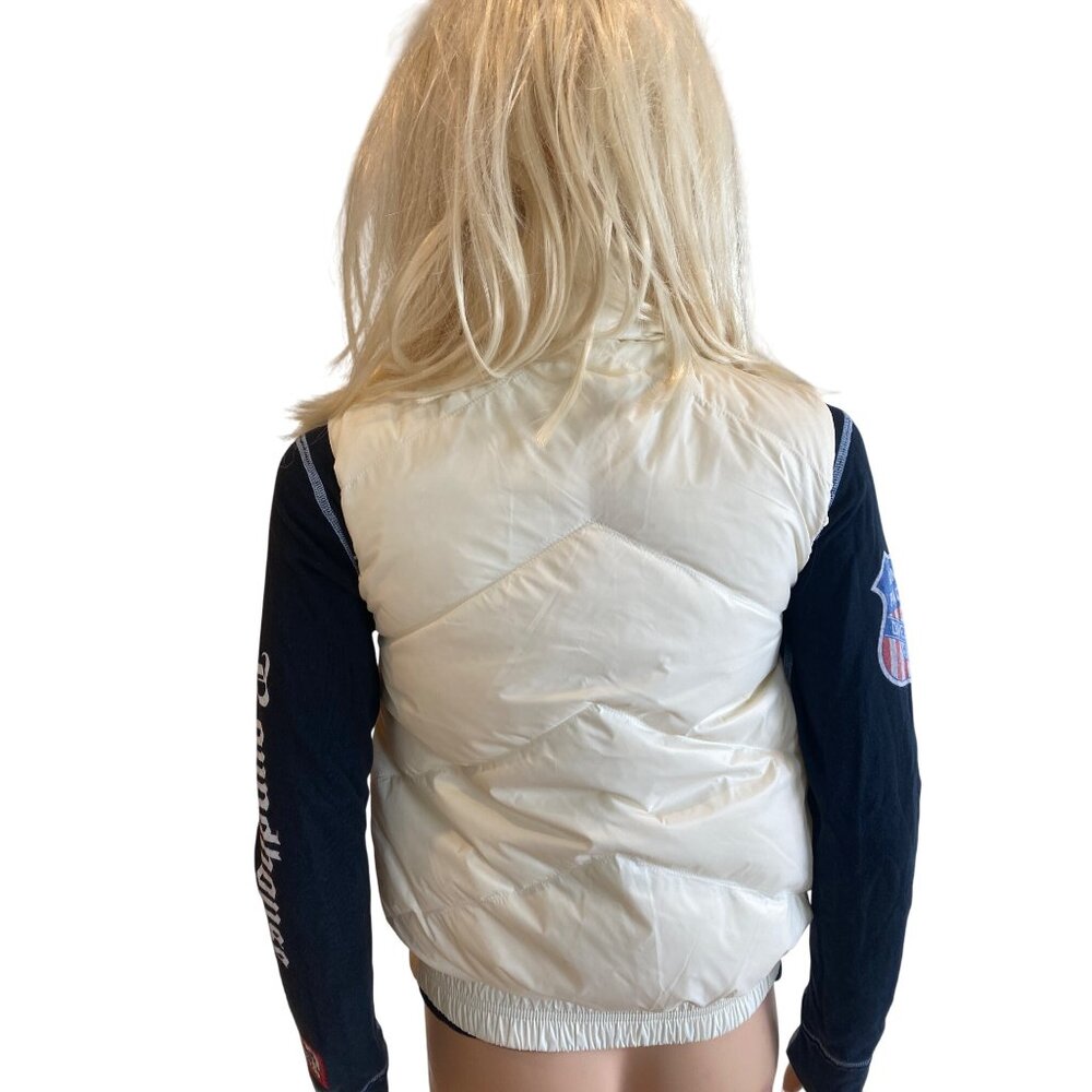 NWT Marine Layer XS Reversible Antuco Puffer Vest Ivory Pink colorblock $158 - Picture 5 of 17